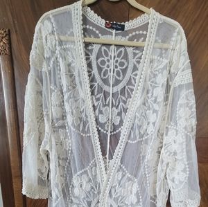 Cream Lace Duster